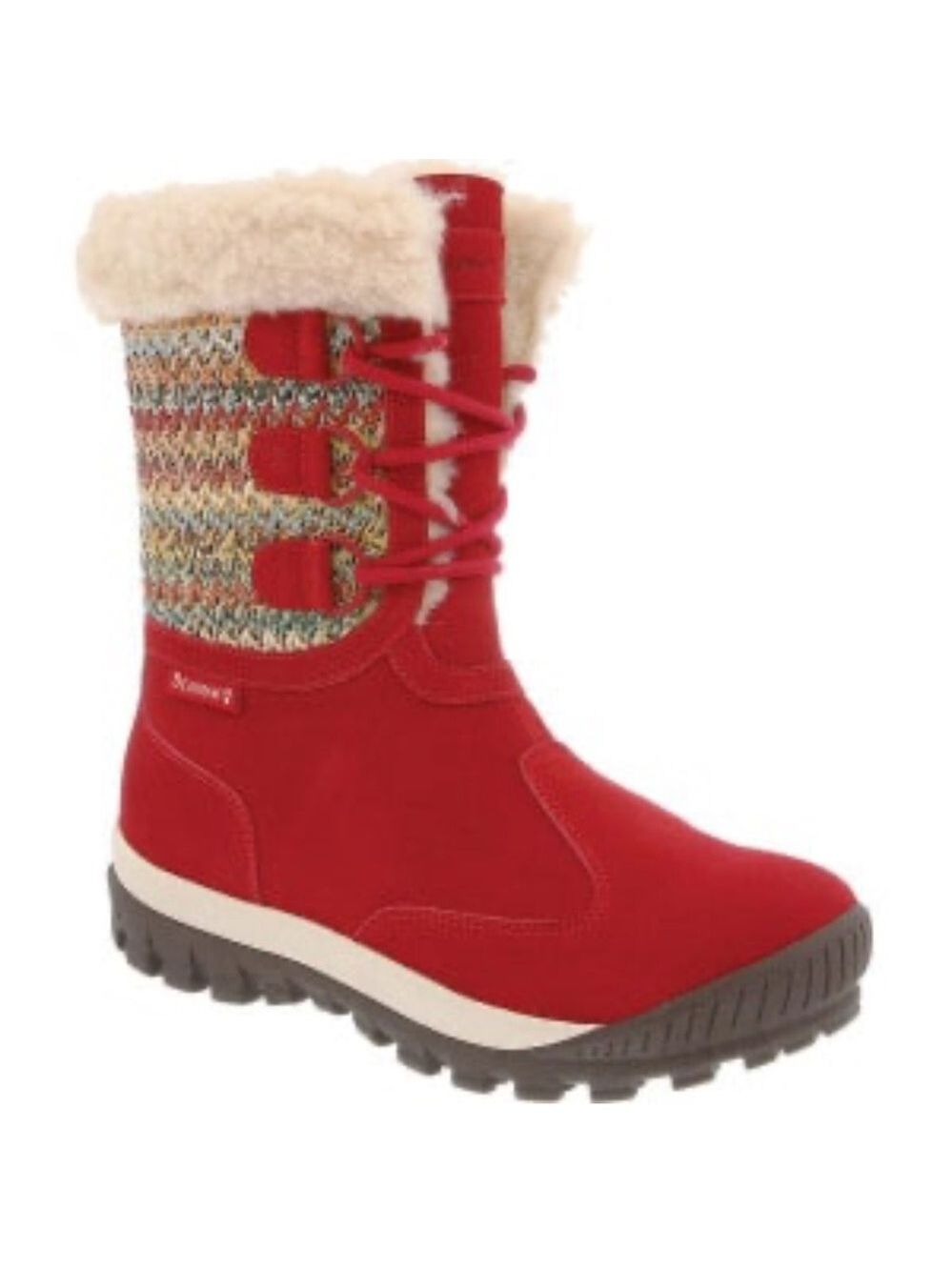 BearPaw Red Boots with Knit Accents